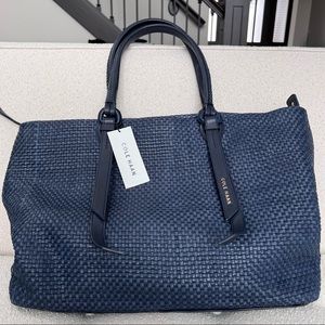 Cole Haan Bethany Weave Large Tote Blazer Blue